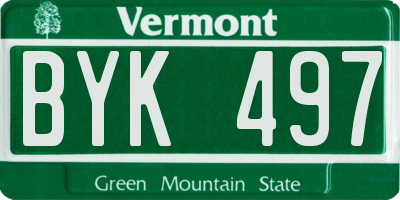 VT license plate BYK497