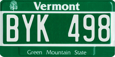 VT license plate BYK498