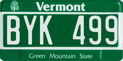 VT license plate BYK499