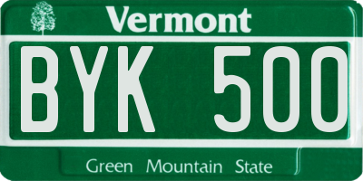 VT license plate BYK500