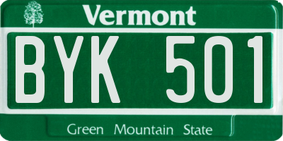 VT license plate BYK501