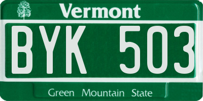 VT license plate BYK503