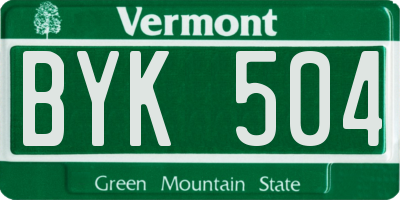 VT license plate BYK504