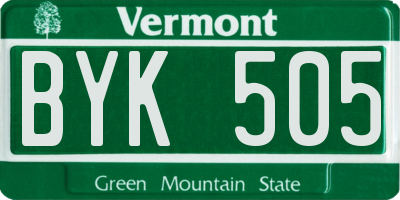 VT license plate BYK505