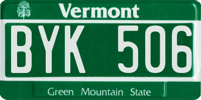 VT license plate BYK506