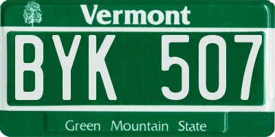 VT license plate BYK507