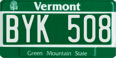 VT license plate BYK508