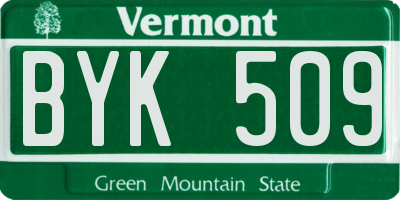 VT license plate BYK509
