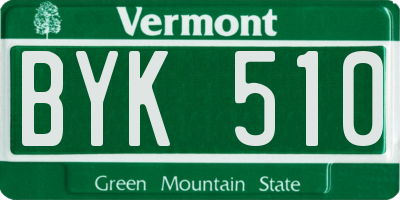 VT license plate BYK510