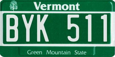 VT license plate BYK511