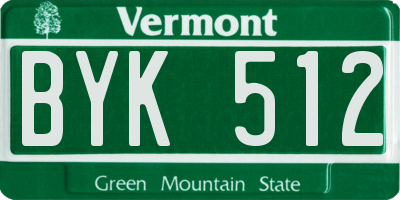 VT license plate BYK512