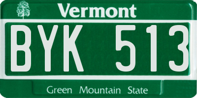 VT license plate BYK513