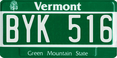VT license plate BYK516