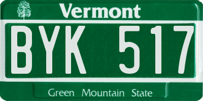 VT license plate BYK517