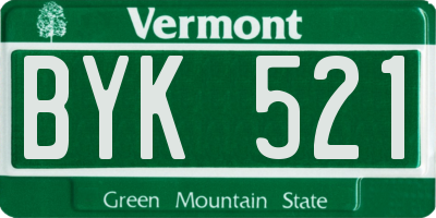 VT license plate BYK521