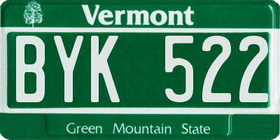 VT license plate BYK522