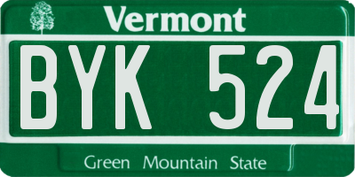 VT license plate BYK524