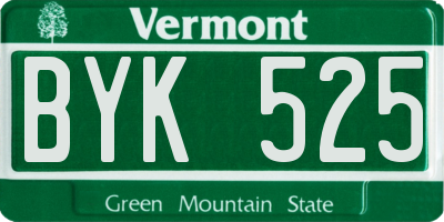 VT license plate BYK525