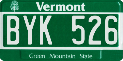 VT license plate BYK526