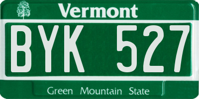 VT license plate BYK527