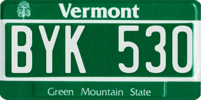VT license plate BYK530