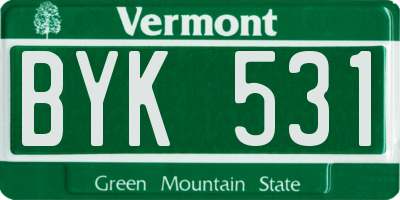 VT license plate BYK531