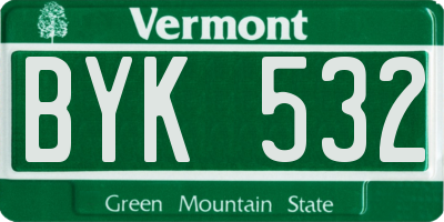 VT license plate BYK532