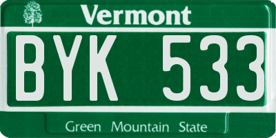 VT license plate BYK533