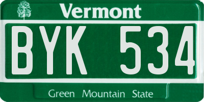 VT license plate BYK534