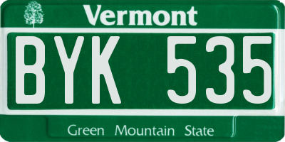 VT license plate BYK535