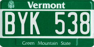 VT license plate BYK538