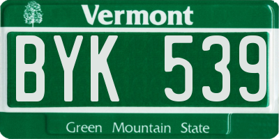 VT license plate BYK539