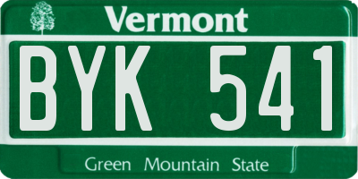 VT license plate BYK541