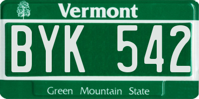 VT license plate BYK542