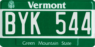 VT license plate BYK544
