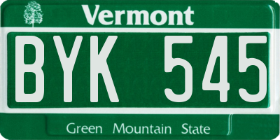 VT license plate BYK545