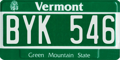 VT license plate BYK546