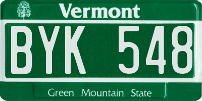 VT license plate BYK548