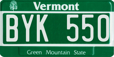 VT license plate BYK550