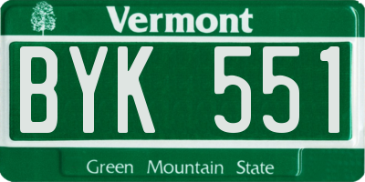 VT license plate BYK551