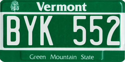 VT license plate BYK552