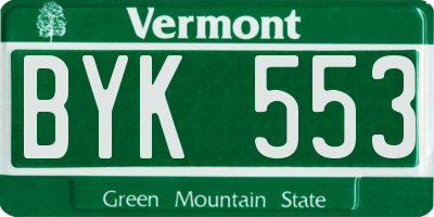 VT license plate BYK553