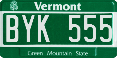 VT license plate BYK555