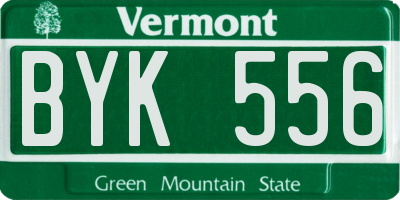 VT license plate BYK556