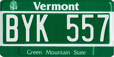VT license plate BYK557