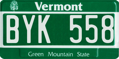 VT license plate BYK558