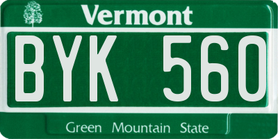 VT license plate BYK560