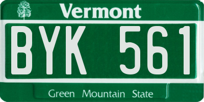 VT license plate BYK561