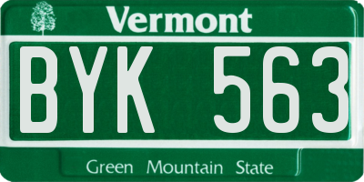 VT license plate BYK563
