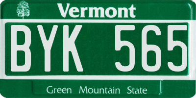 VT license plate BYK565